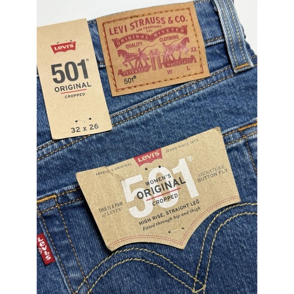 Levi's 501 Jeans Womens 32 X 26 Cropped Straight Leg High Rise Distressed - Picture 8 of 15